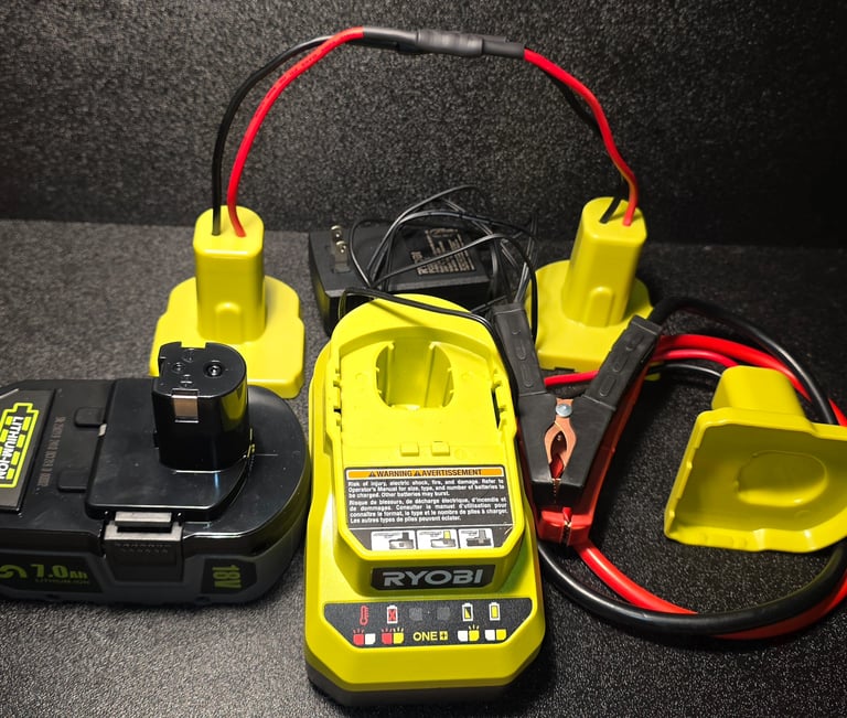 Includes a "Ryo Green" jump start pack, our battery reviving device and an 18v battery charger!