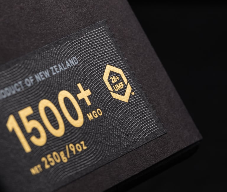 Product photography - Closeup of a box of honey