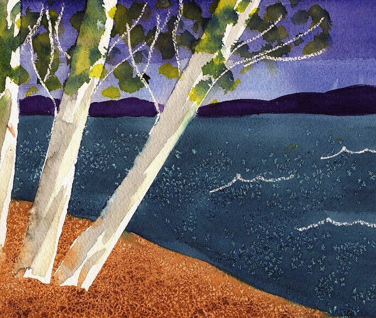 seaside watercolor painting