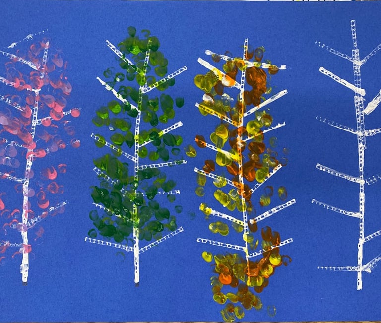 print lesson representing trees in various seasons of the year