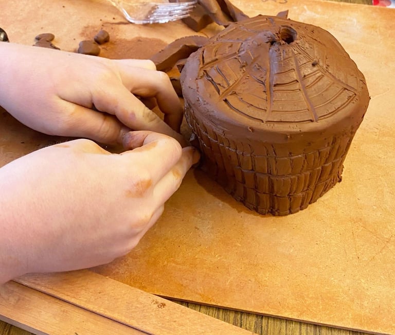 wickiup made from rolled clay