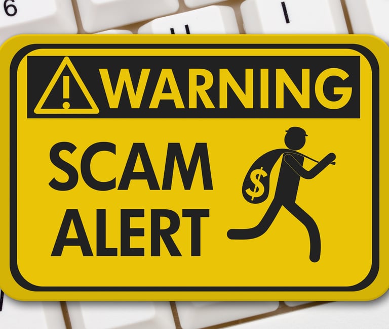 a yellow warning sign with a man walking away from a computer keyboard