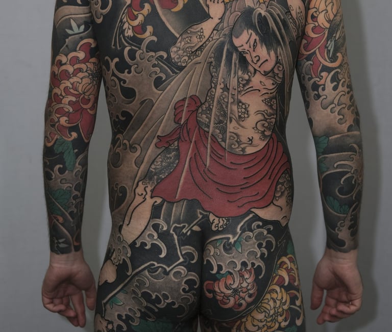 kabuki tattoo actor  danshichi kurobei edo 
