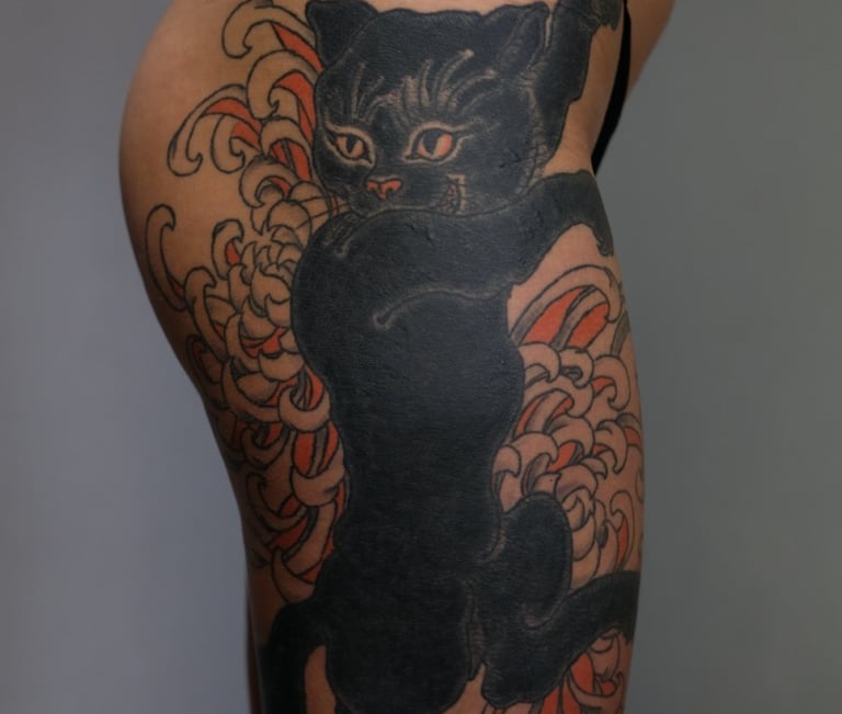 japanische yokai tattoo tebori 