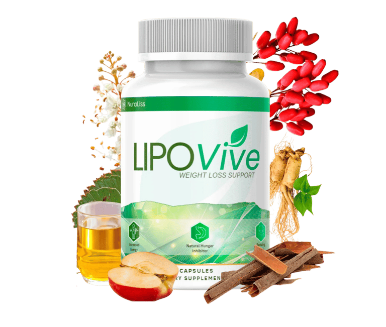 LipoVive bottle with natural ingredients featured in the official presentation