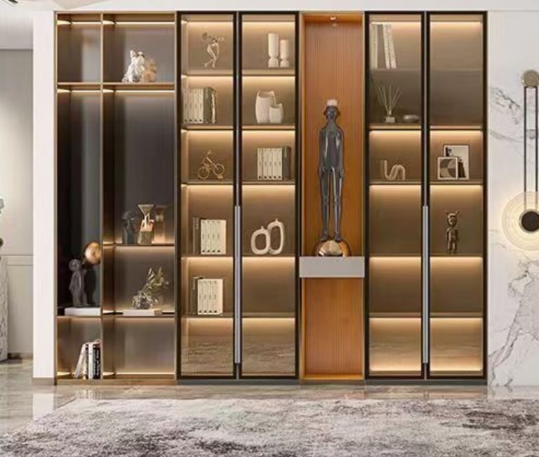 18mm Aluminum Frame Glass Cabinet Door – Anti-Rust, Tempered Glass Design for Modern Kitchen & Bedroom Storage