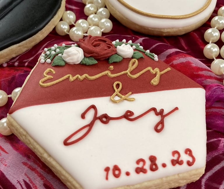 wedding cookies; floral cookies; bridal shower cookies