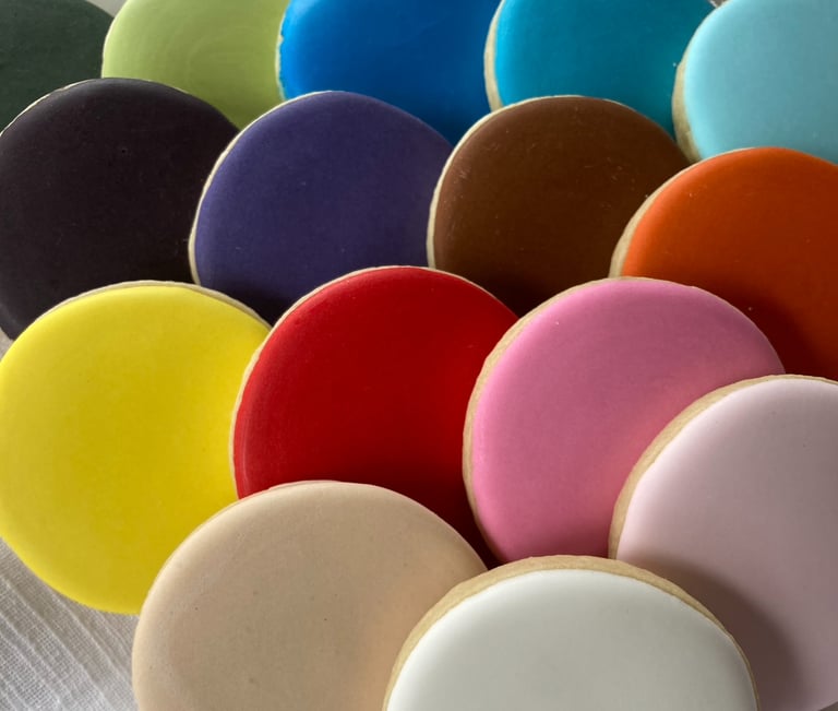 color coordinated filler cookies; sugar cookies