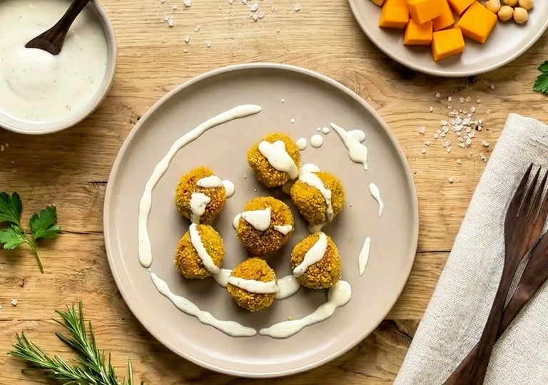 Veggie balls recipe made in the oven with pumpkin and chickpeas
