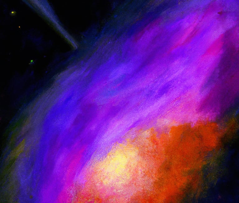 a painting of a purple and yellow galaxy - like object