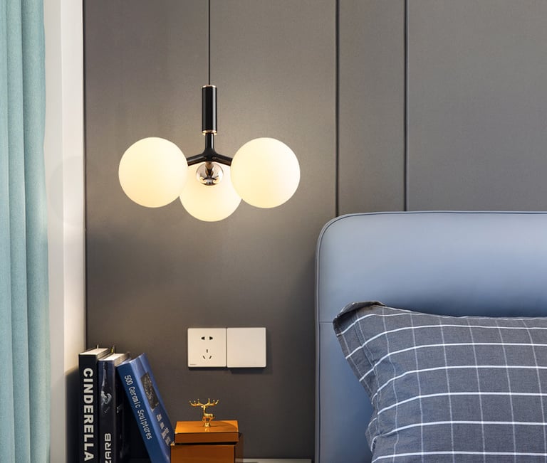 MNK-PD102 three-head glass bedside chandelier