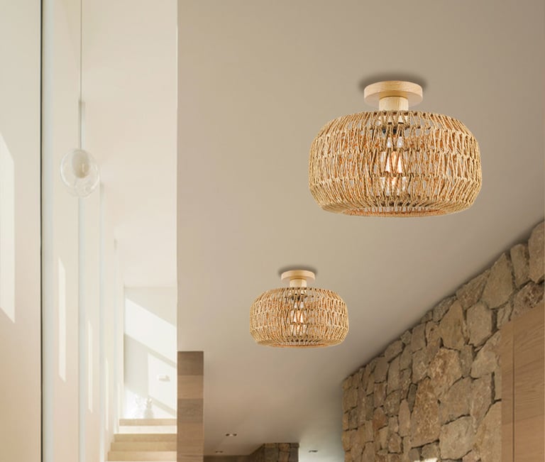 MNK-LC26 Unique American Style Woven Chandelier Creative Kitchen Bedroom Overhead Lamp
