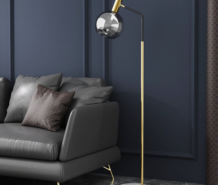 MNK-FL151 a couch with a lamp on it and a couch with pillows