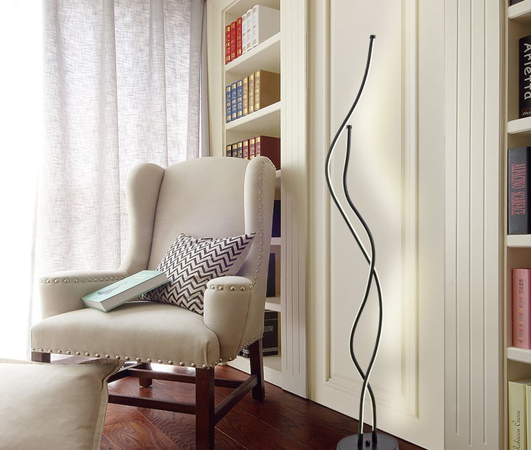 MNK-FL145 hyperbolic black floor lamp led with touch switch adjustable brightness dimming black