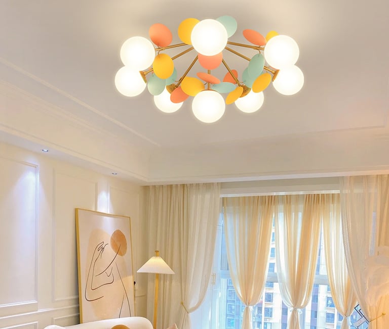 MNK-PDN03-4/6/8 macron stained glass children's room ceiling lamp