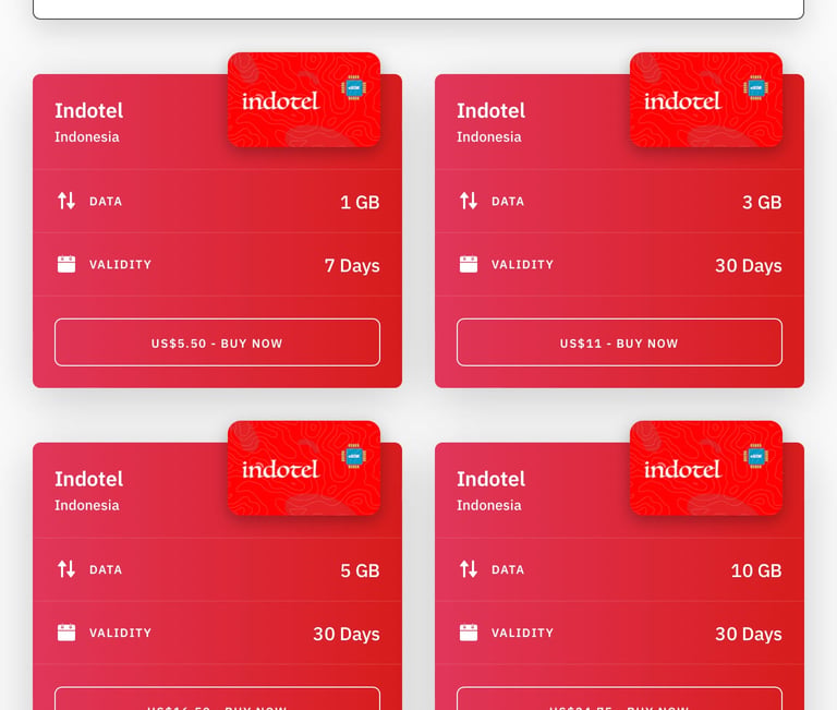 Paquete de datos de Airalo para viajar a Indonesia