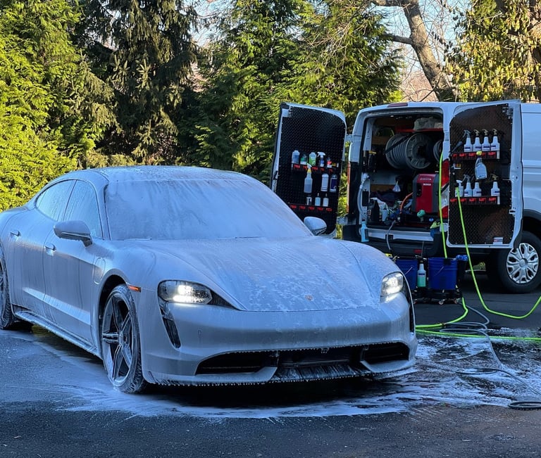 Mobile Auto Car Detailing In A Drive Way 