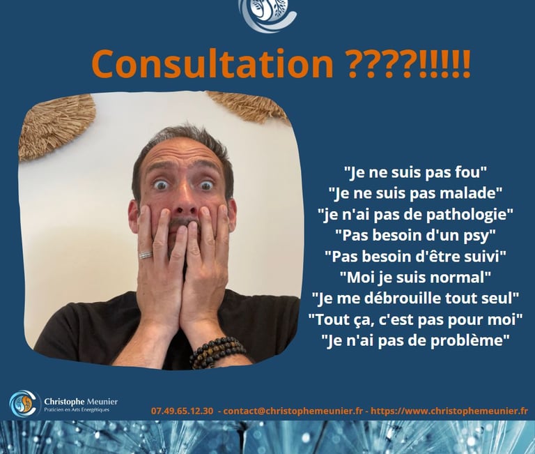 homme qui a peur du mot consultation.