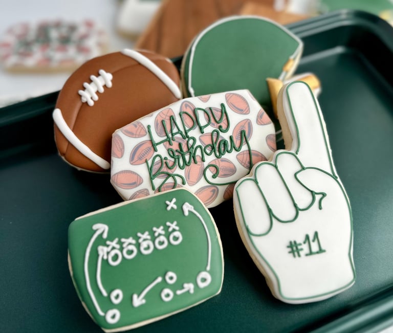 Football birthday themed sugar cookies