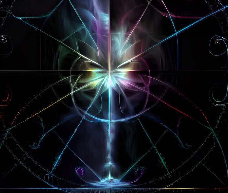 a digital painting of a man's face and a clock
