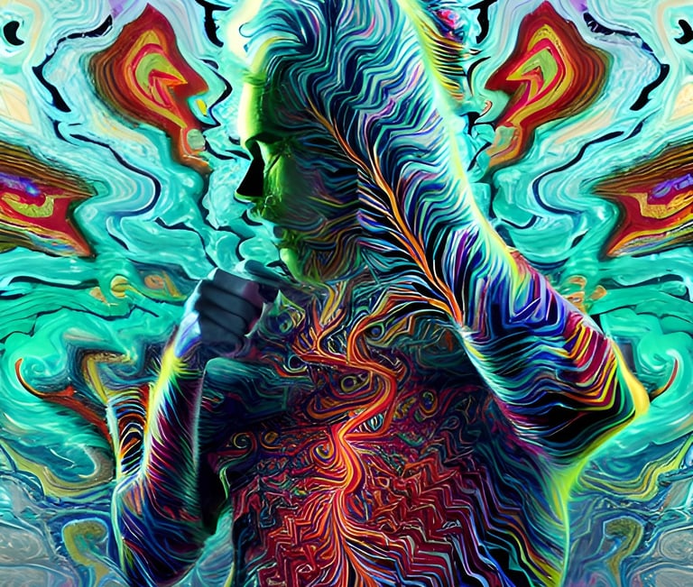 a man with a colorful body painting on his body