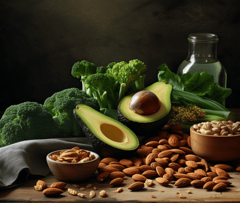 Food rich in Vitamin E like almonds, sunflower seed, hazelnut, avocados, spinach, broccoli