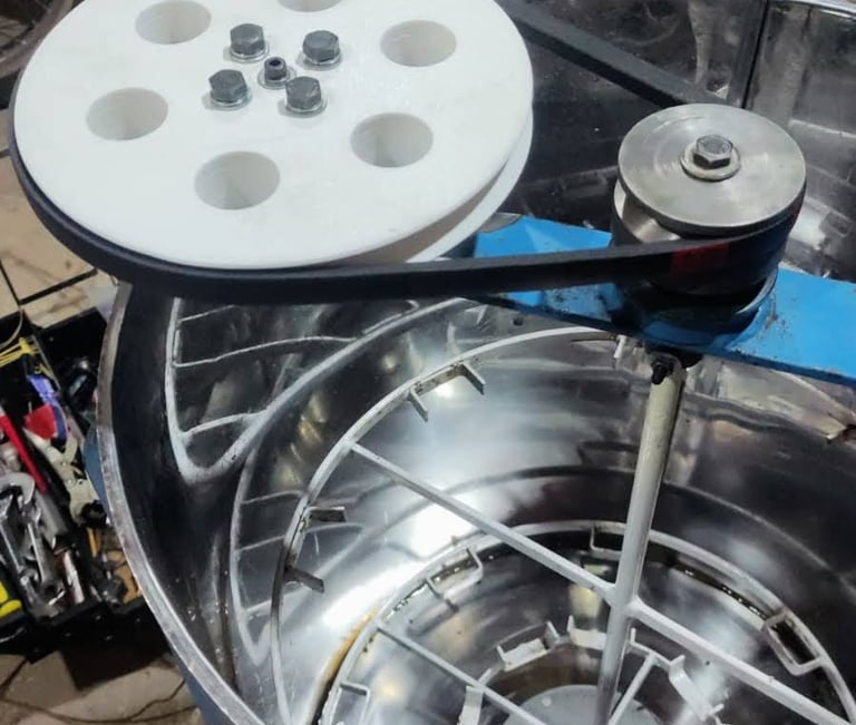 polia impressão 3d em uma máquina centrífuga