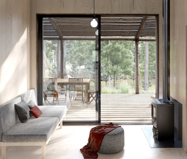 a living room with a couch and a television