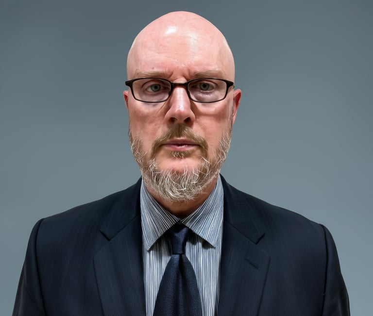 Image of CEO and Sr. Art Director Jan Friis Pedersen in a blue business suit.