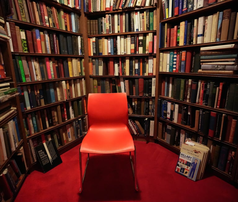 Bookshelves of used books at Chester Creek Books in Duluth