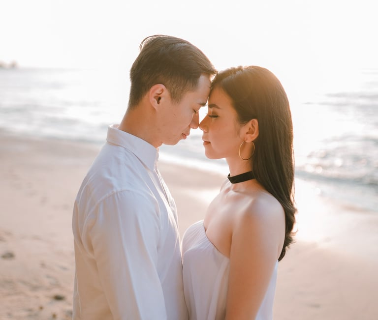 Romantic couple portrait during a proposal photography session at Anantara Uluwatu Bali Resort.