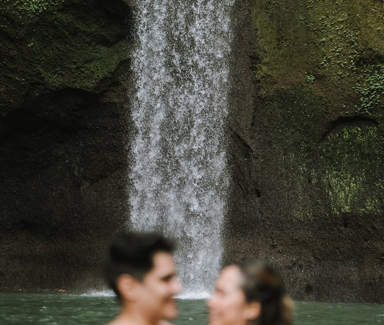 Romantic close up prewedding moment at Tibumana Waterfall Bangli Bali