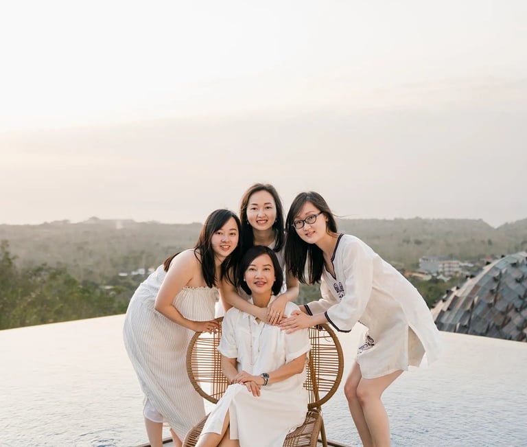 Stefy family portrait during sunset at Renaissance Uluwatu Bali