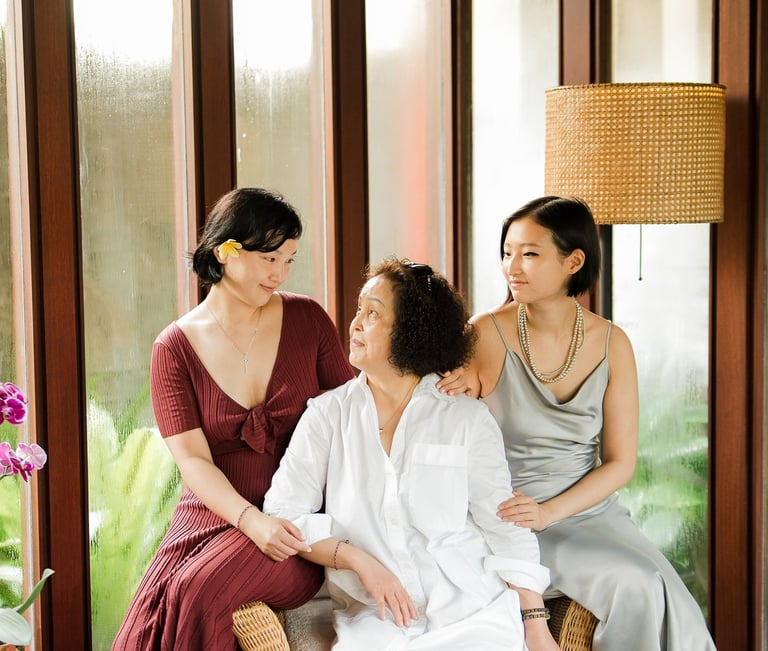 Zhang family portrait session at Bvlgari Resort Bali Uluwatu, elegant multi generation family photography