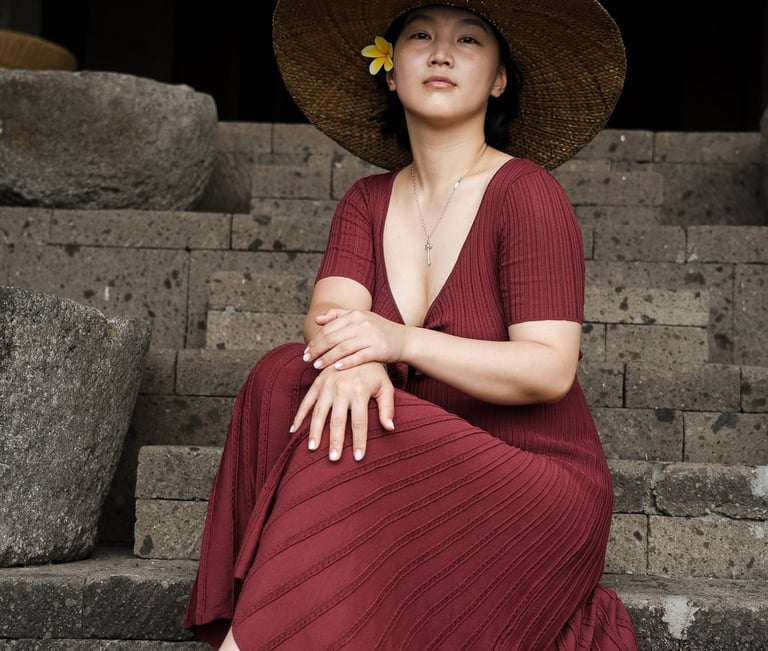  portrait at Bvlgari Resort Uluwatu Bali stone staircase, elegant luxury family photography in Uluwatu