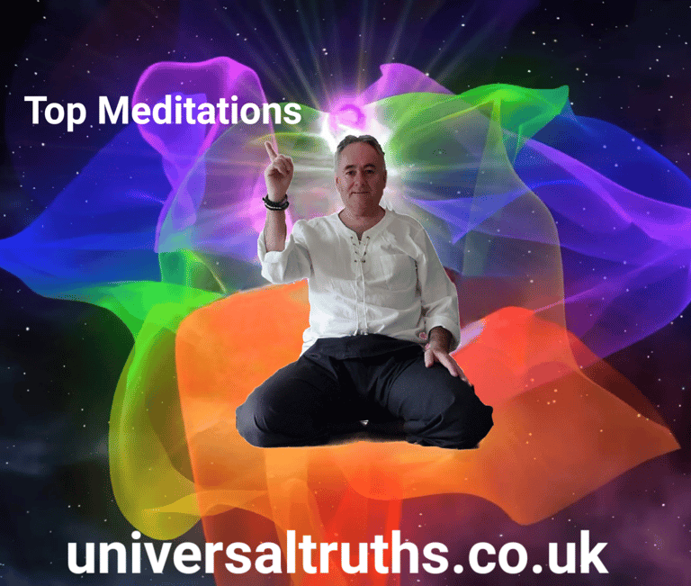 sitting meditation pose with colourful flower background