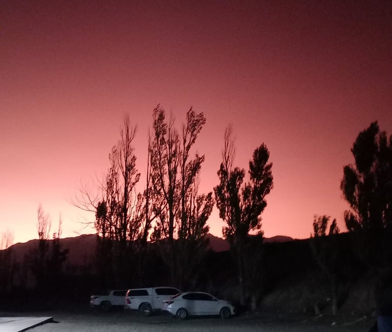 a car parked in a parking lot at night