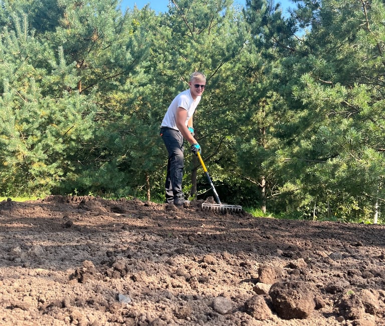 žęmės lyginimo darbai vejos įrengimui