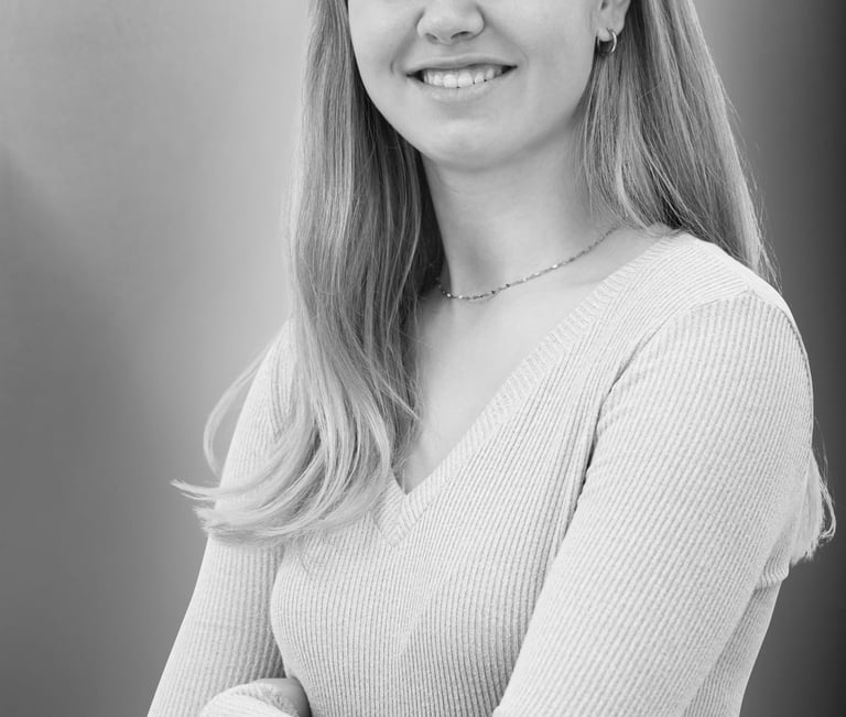 black and white headshot Ashleigh Clarke Intern 