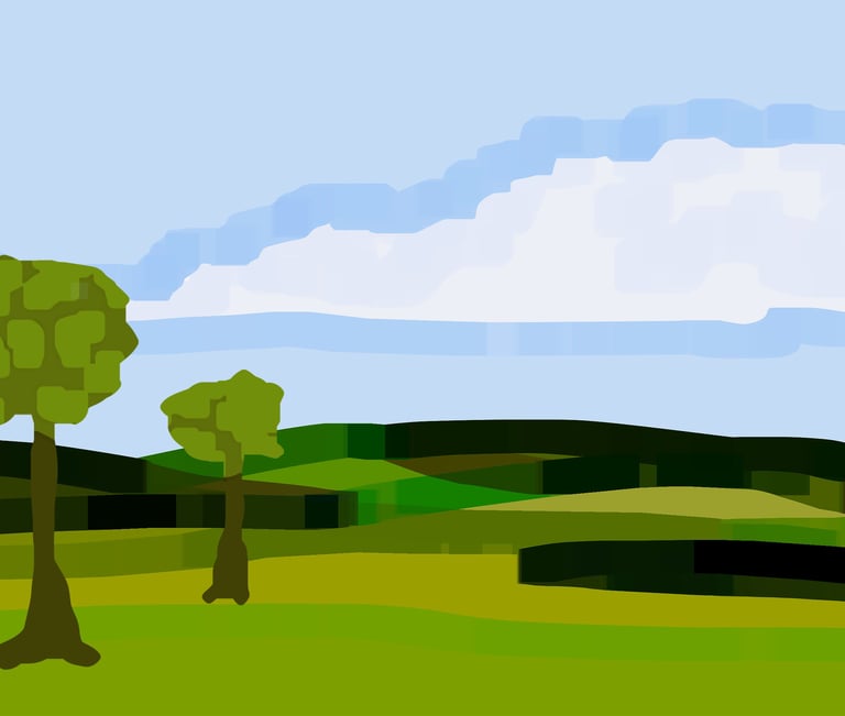 a landscape with trees and a sky background