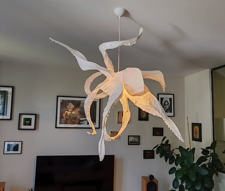 luminaire papier poulpe sculpture suspension sète