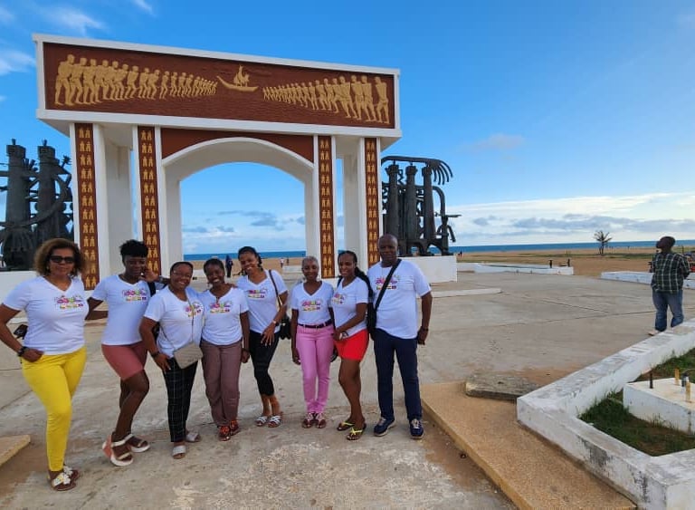Some Haitian Diasporas Visiting the Slave Door of No Return in Ouidah in Benin 