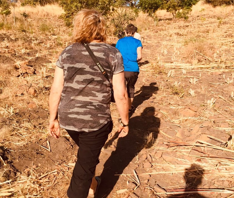 Tourists doing walking tours in the remote Fulani Village in Benin