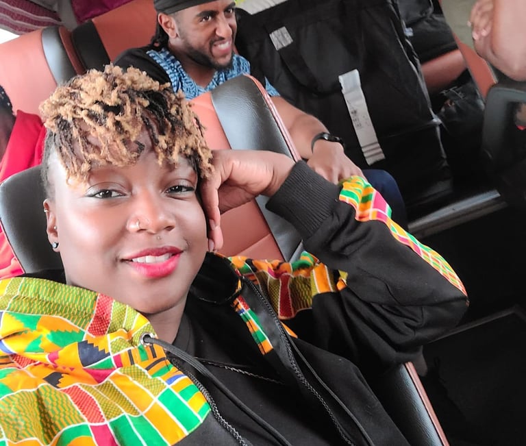 A group of Tourists in the Bus in Ivory Coast