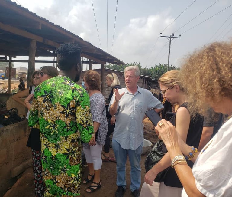 Tourists Visiting Palm Kennel Oil Processing in Ghana