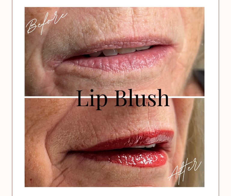a woman's permanent cosmetics lip blush