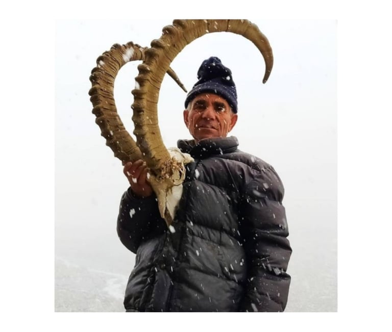 Sifat Shah with ibex horn ibex hunting