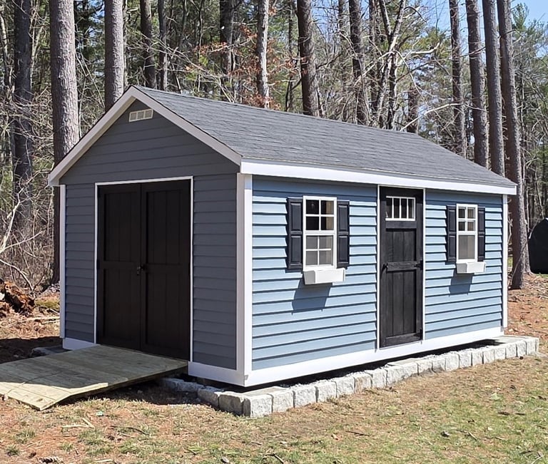 10x16 custom anchor shed built on-site in Middleborough, MA