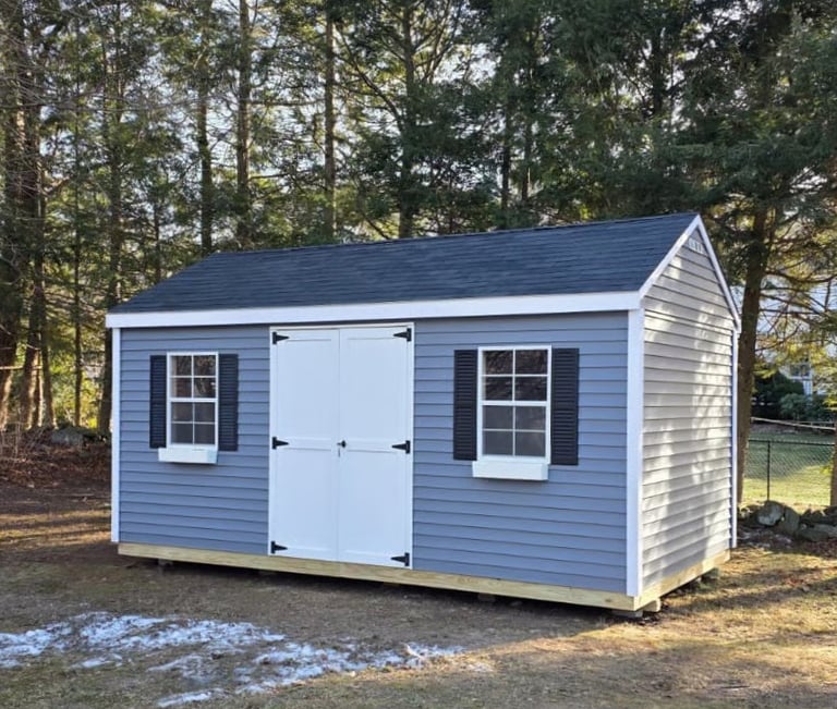 10x18 custom imperial shed built on-site in Rockland, MA