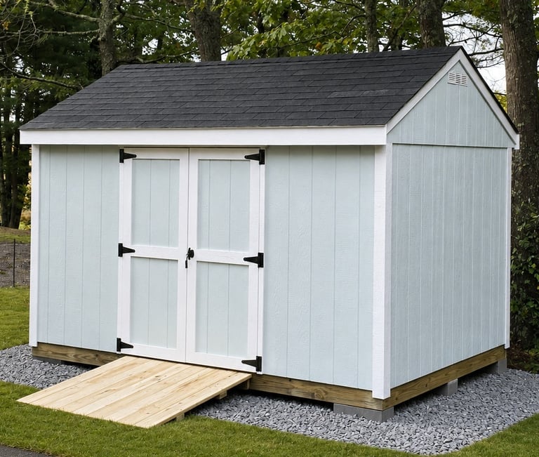 8x12 custom imperial storage shed backyard assembled in Pembroke, MA